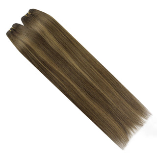 Full Shine Virgin Weft Brazilian 100% Human Hair Sew In Bundles Balayage Highlights (#DU)