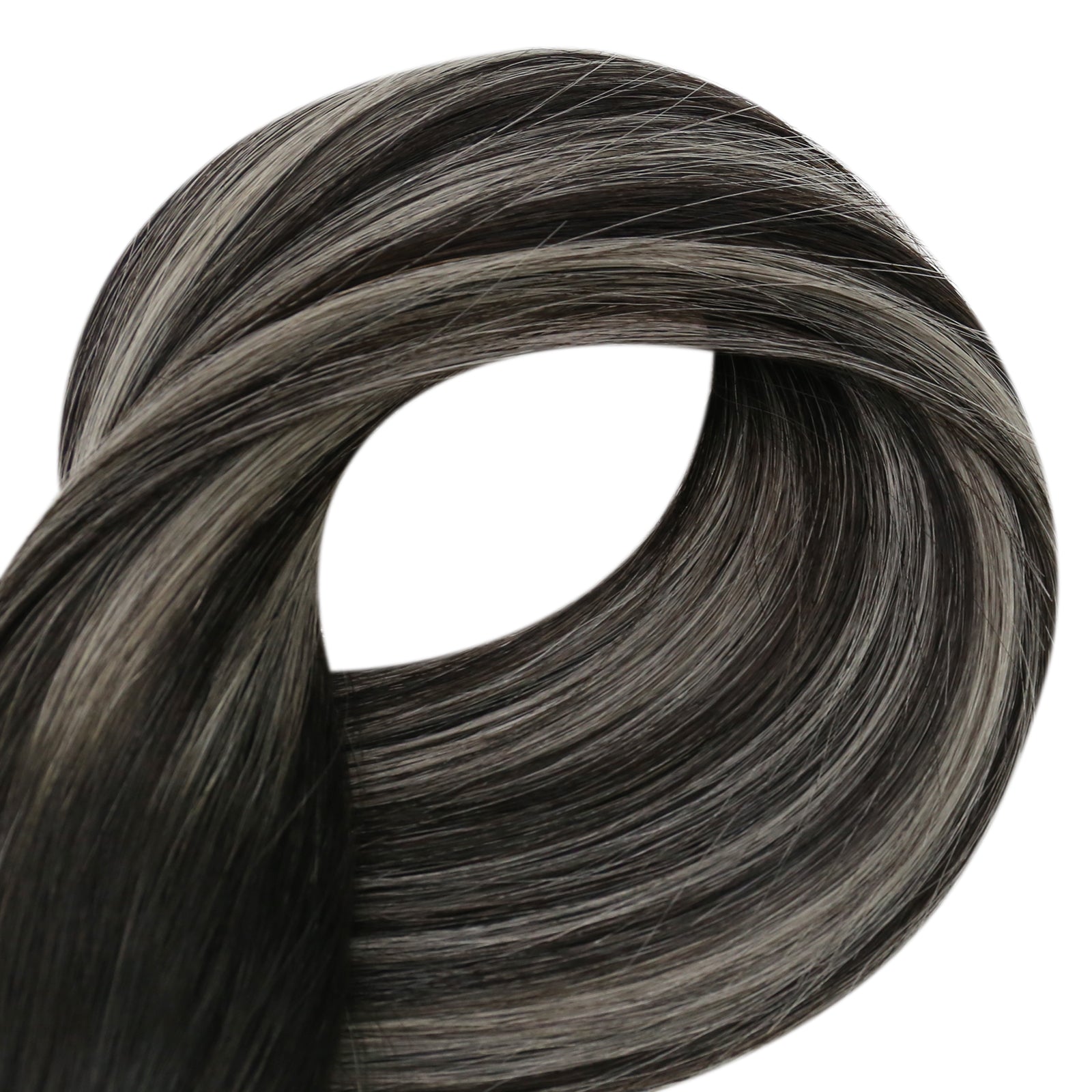 Full Shine Tape in Hair Extensions 100% Virgin Human Hair Balayage Highlights (#1B/Silver/1B)