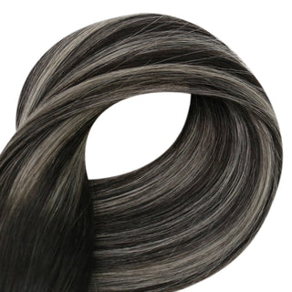 Full Shine Tape in Hair Extensions 100% Virgin Human Hair Balayage Highlights (#1B/Silver/1B)