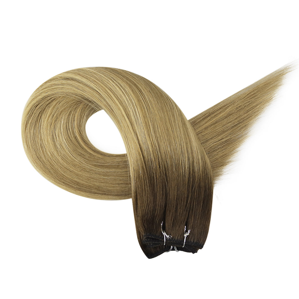 Full Shine Virgin Weft Brazilian 100% Human Hair Sew In Bundles Balayage Highlights (#3/8/22)