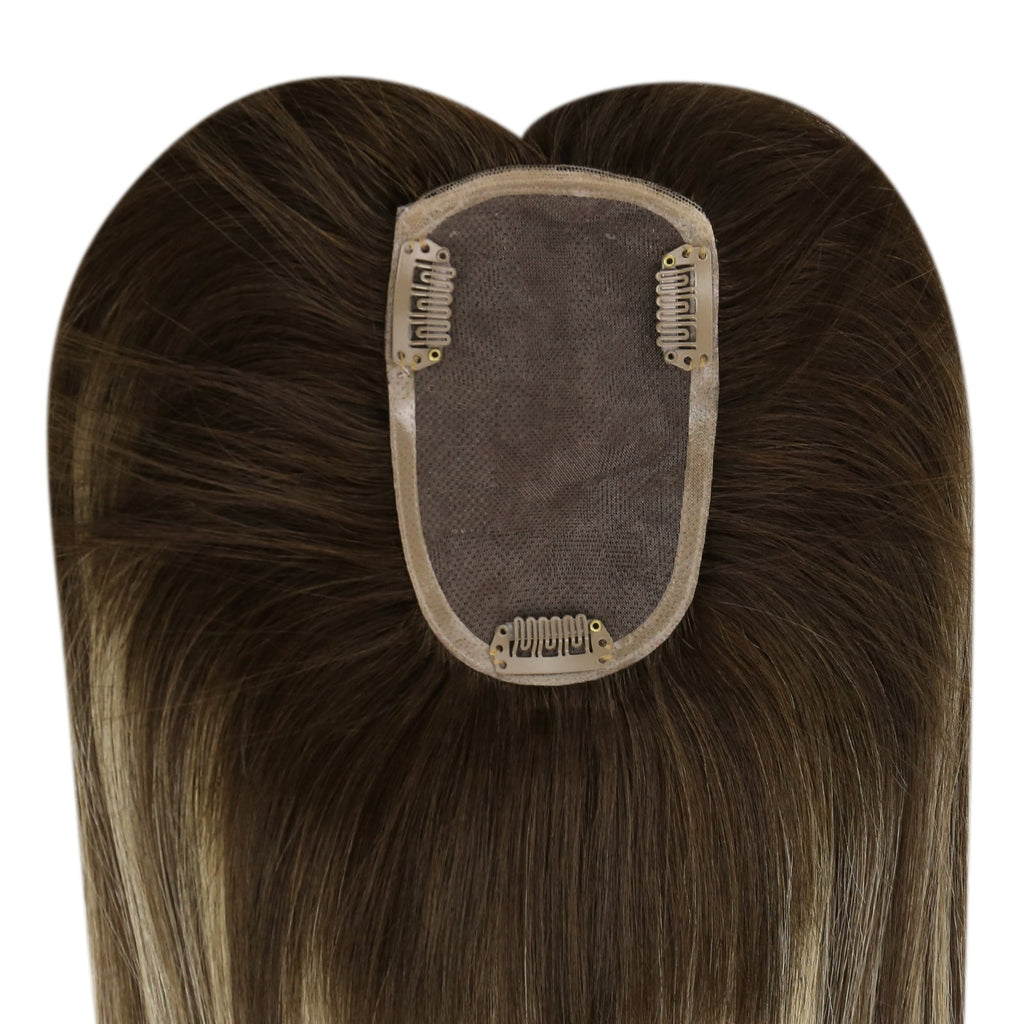 Full Shine Lace Wig Toppers 3*5 Inch Lace Base Hairpiece For Women Balayage(#4/27/4)