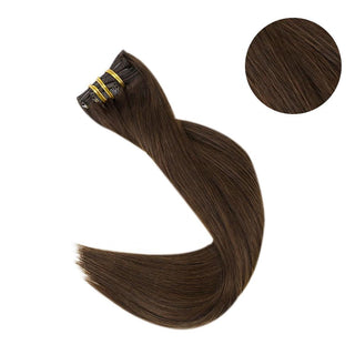 brown human hair clip in