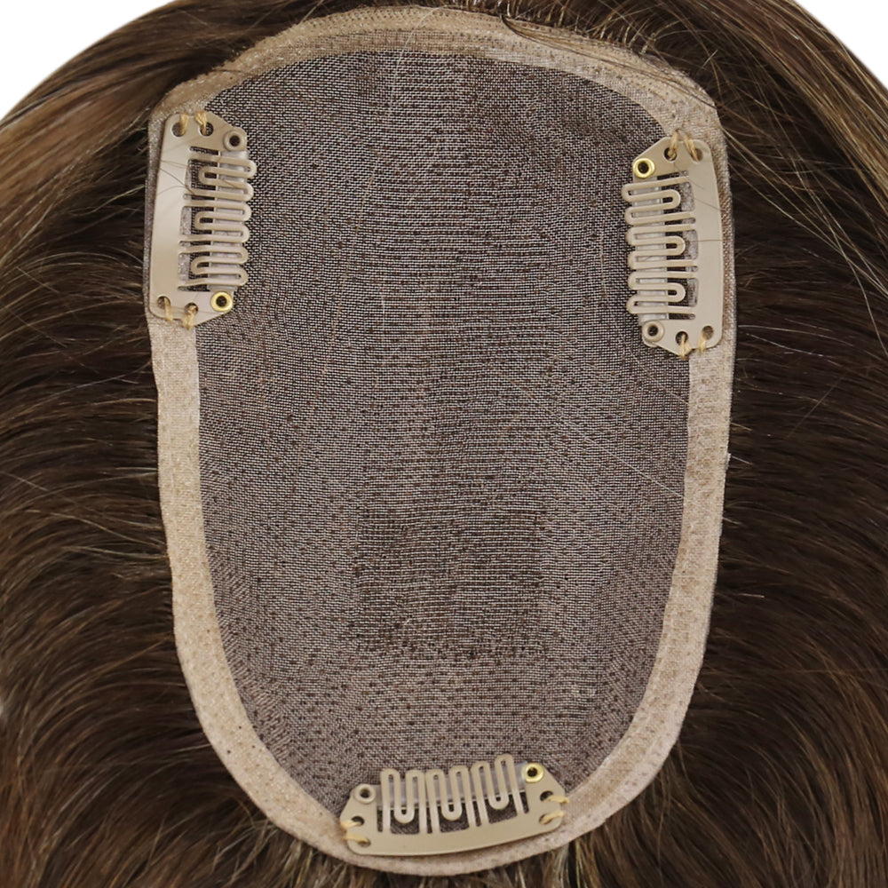 Full Shine Lace Wig Toppers 3*5 Inch Lace Base Hairpiece For Women Balayage #3/8/22