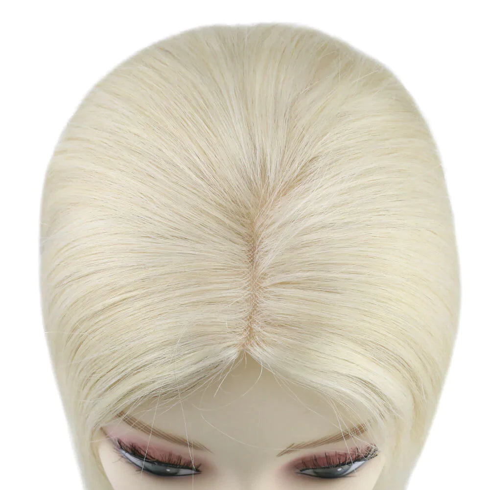 Full Shine Lace Human Hair Wig Toppers 13cm*13cm For Women Hair Loss #60 Platinum Blonde