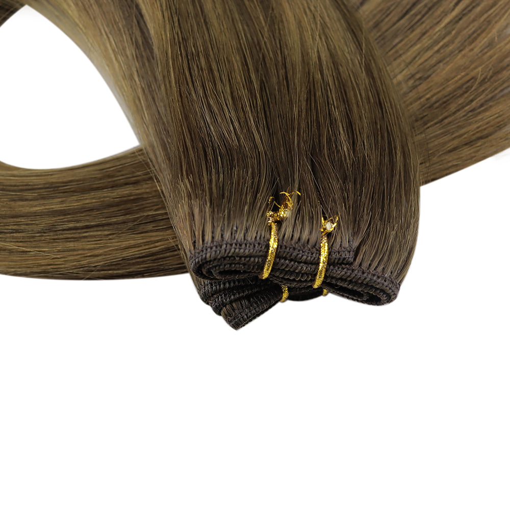 Full Shine Virgin Weft Brazilian 100% Human Hair Sew In Bundles Balayage Highlights (#DU)
