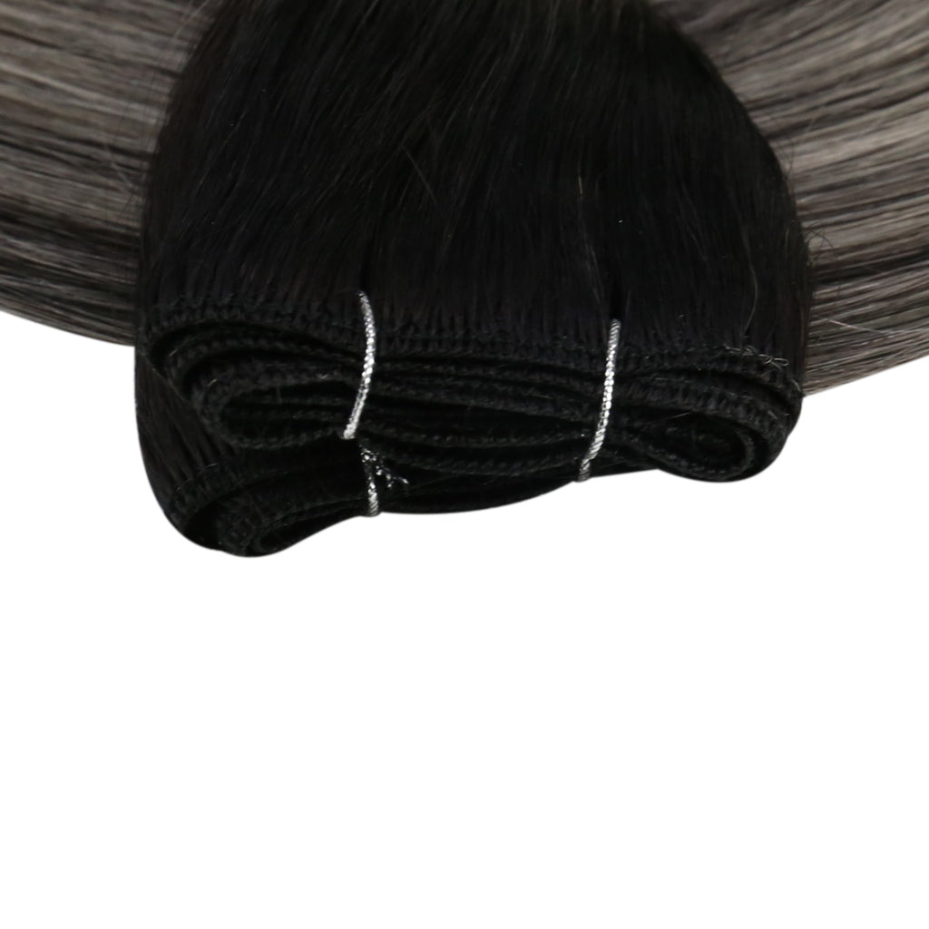 Full Shine Virgin Weft Brazilian 100% Human Hair Sew In Bundles Balayage Highlights (#1B/Silver/1B)