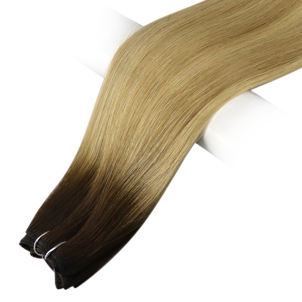 Full Shine Virgin Weft Brazilian 100% Human Hair Sew In Bundles Balayage Highlights (#3/8/22)