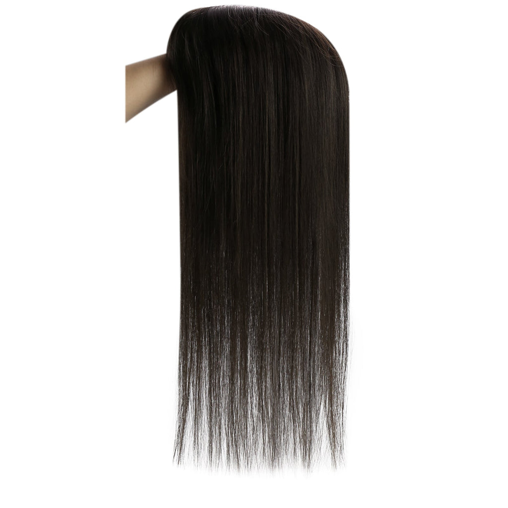 Full Shine Lace Wig Toppers 3*5 Inch Lace Base Hairpiece For Women Pure Color #2 Darkest Brown