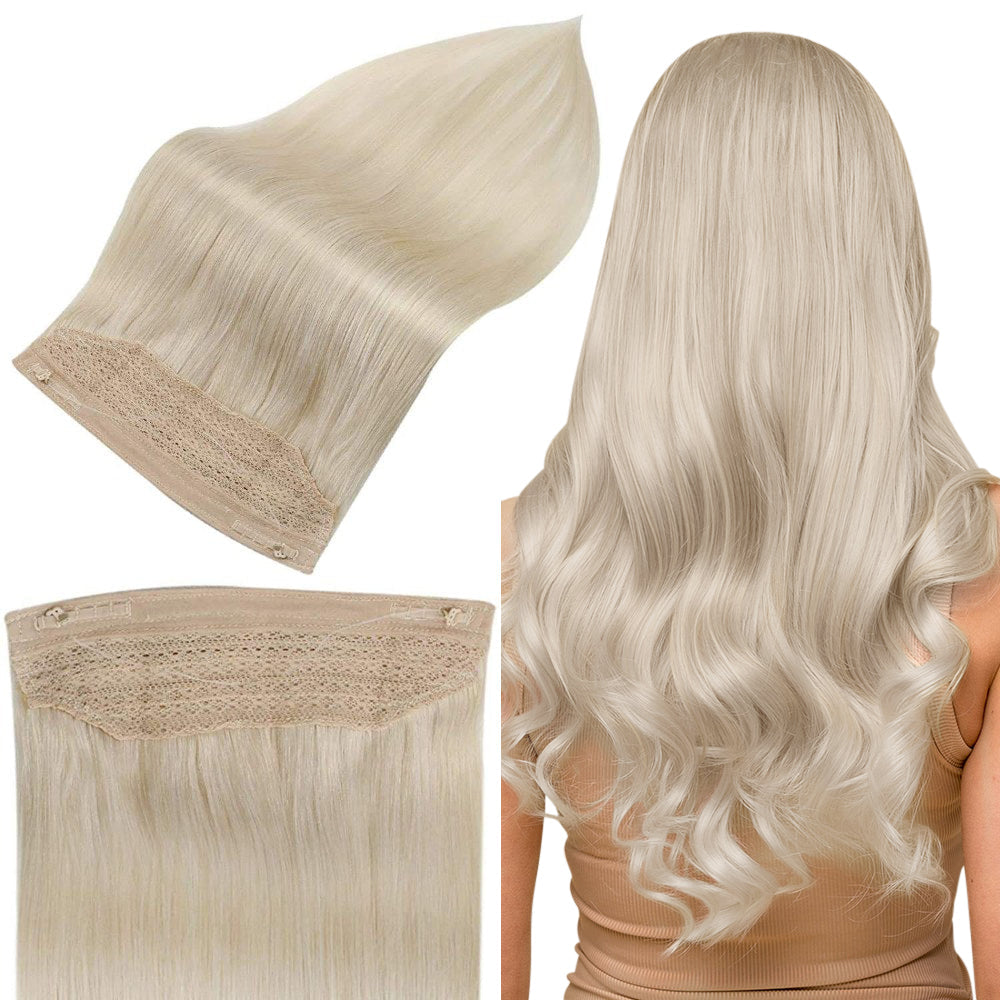Full Shine 100% Human Hair Halo Extensions Platinum Blonde (#60)
