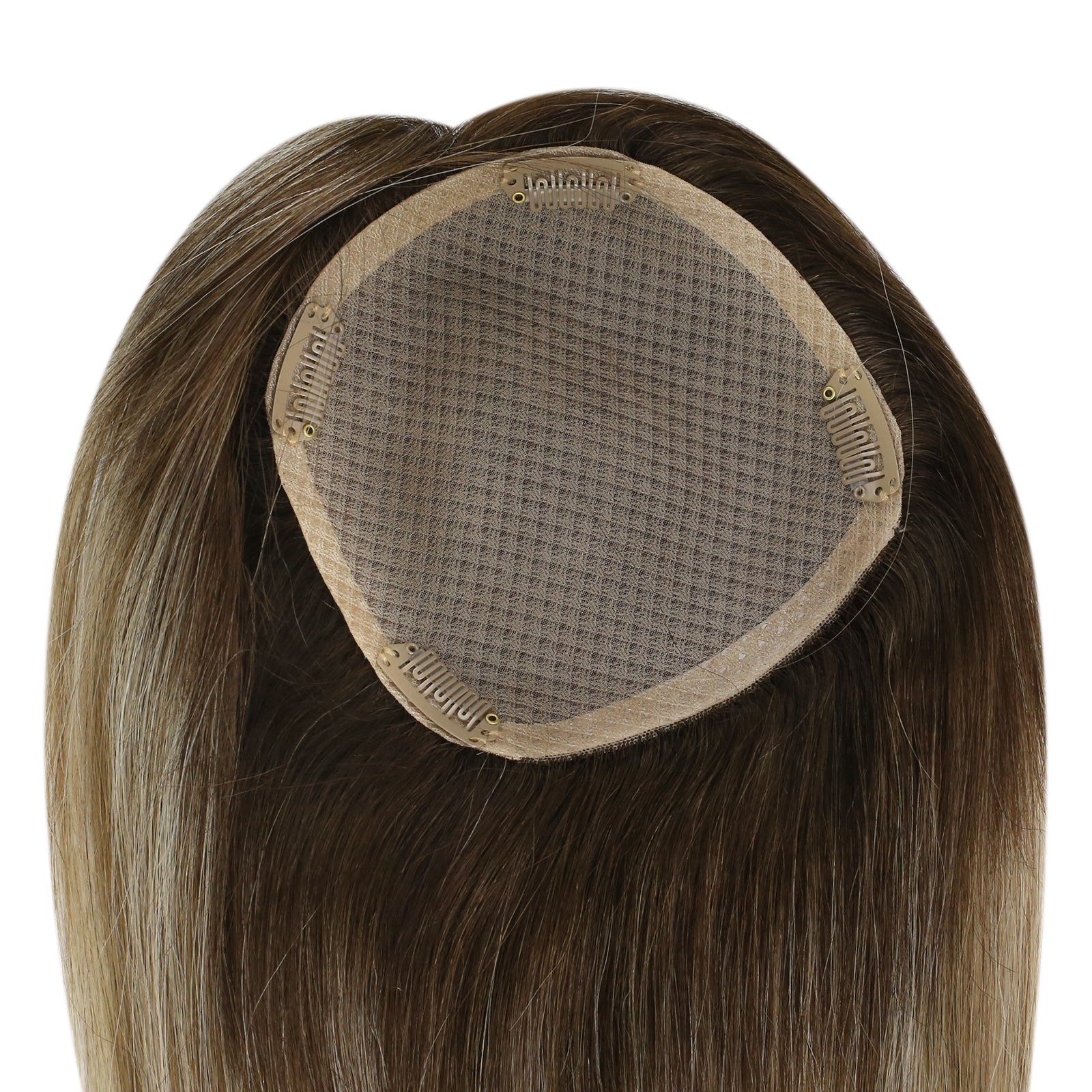 Full Shine Lace Human Hair Wig Toppers 13cm*13cm For Women Hair Loss Balayage #3/8/22