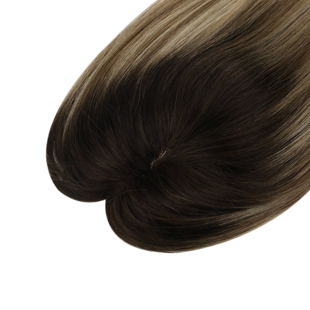 Full Shine Lace Wig Toppers 3*5 Inch Lace Base Hairpiece For Women Balayage #3/8/22