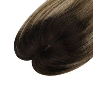 Full Shine Lace Wig Toppers 3*5 Inch Lace Base Hairpiece For Women Balayage #3/8/22