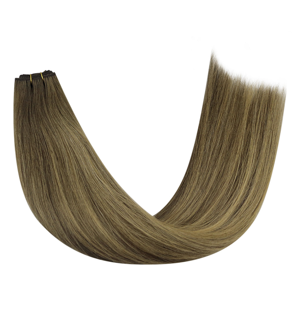 Full Shine Virgin Weft Brazilian 100% Human Hair Sew In Bundles Balayage Highlights (#BM)
