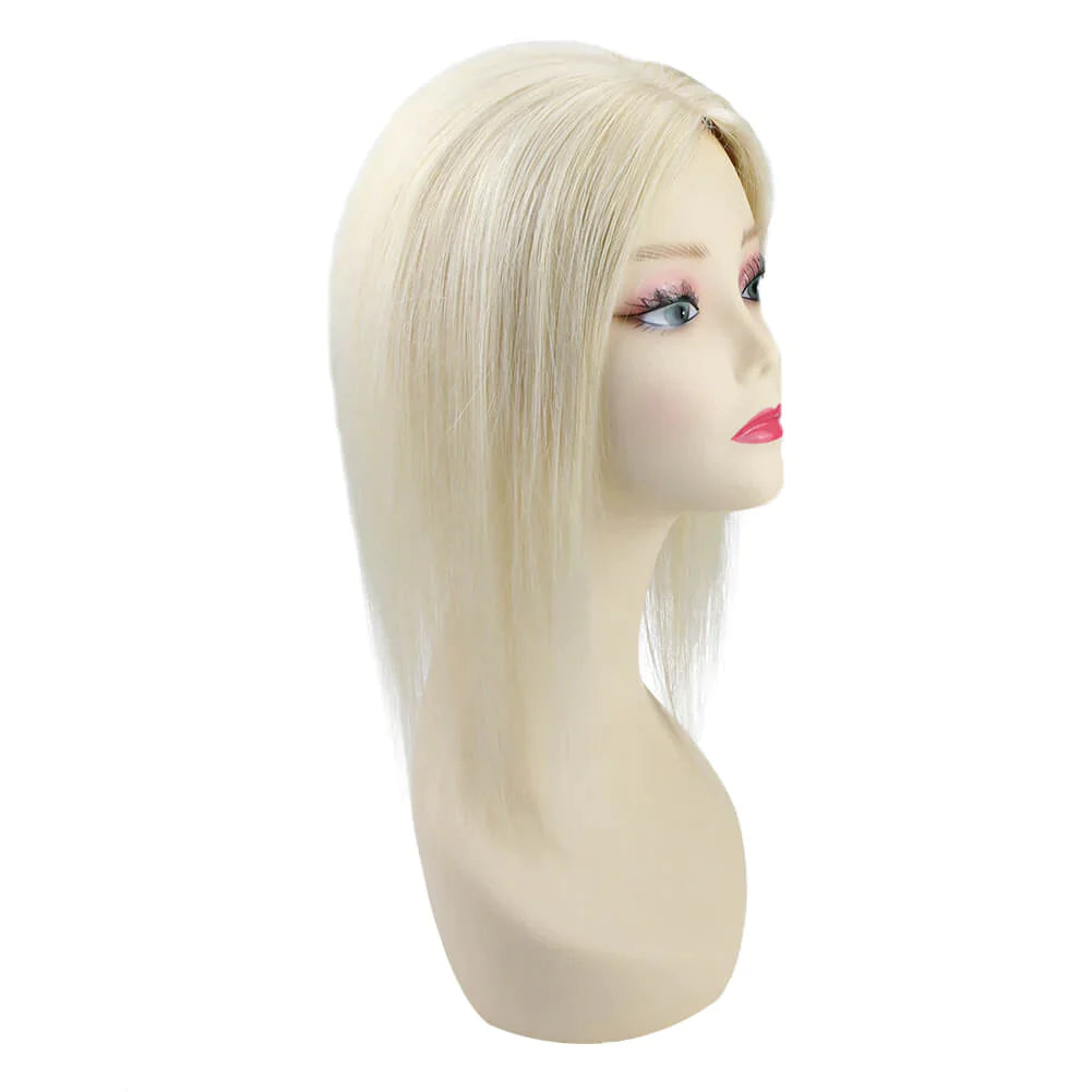 Full Shine Lace Human Hair Wig Toppers 13cm*13cm For Women Hair Loss #60 Platinum Blonde