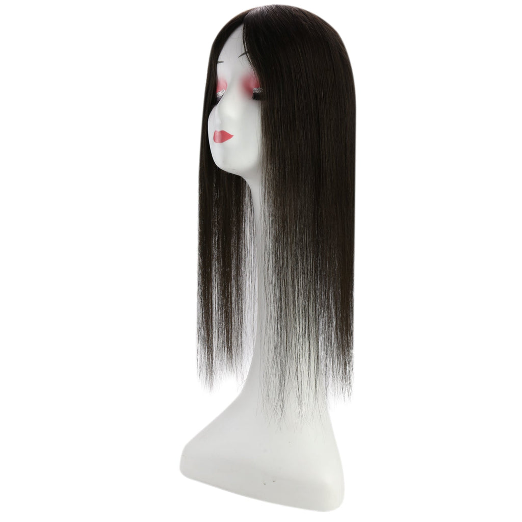 Full Shine Lace Wig Toppers 3*5 Inch Lace Base Hairpiece For Women Pure Color #2 Darkest Brown