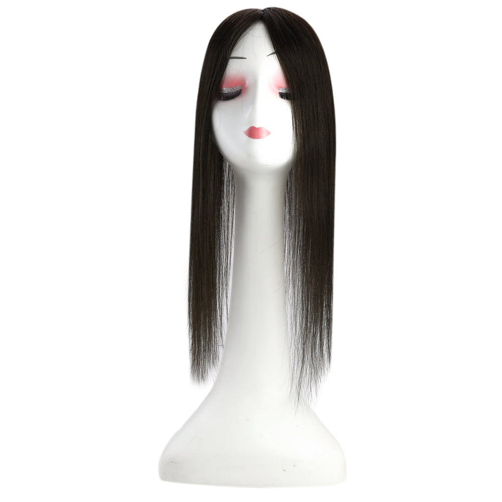 Full Shine Lace Wig Toppers 3*5 Inch Lace Base Hairpiece For Women Pure Color #2 Darkest Brown