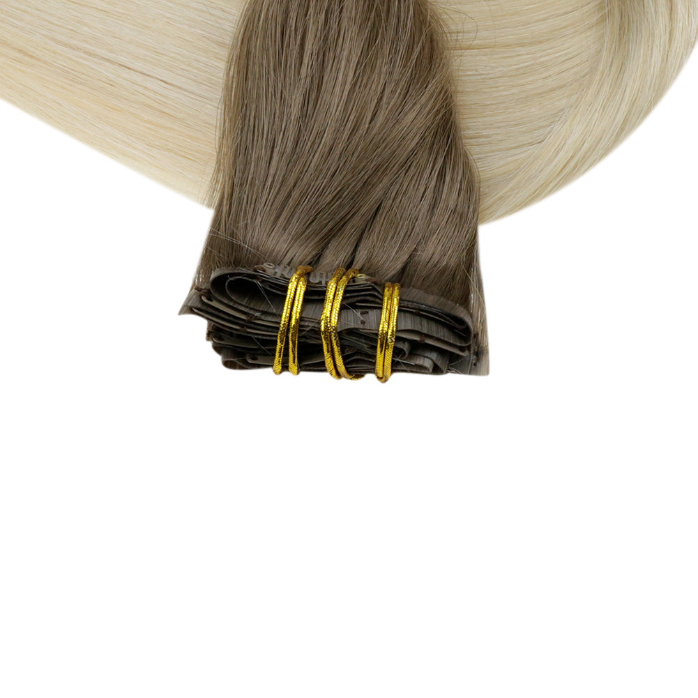 remy clip in hair extensions platinum