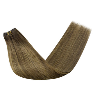 Full Shine Virgin Weft Brazilian 100% Human Hair Sew In Bundles Balayage Highlights (#DU)