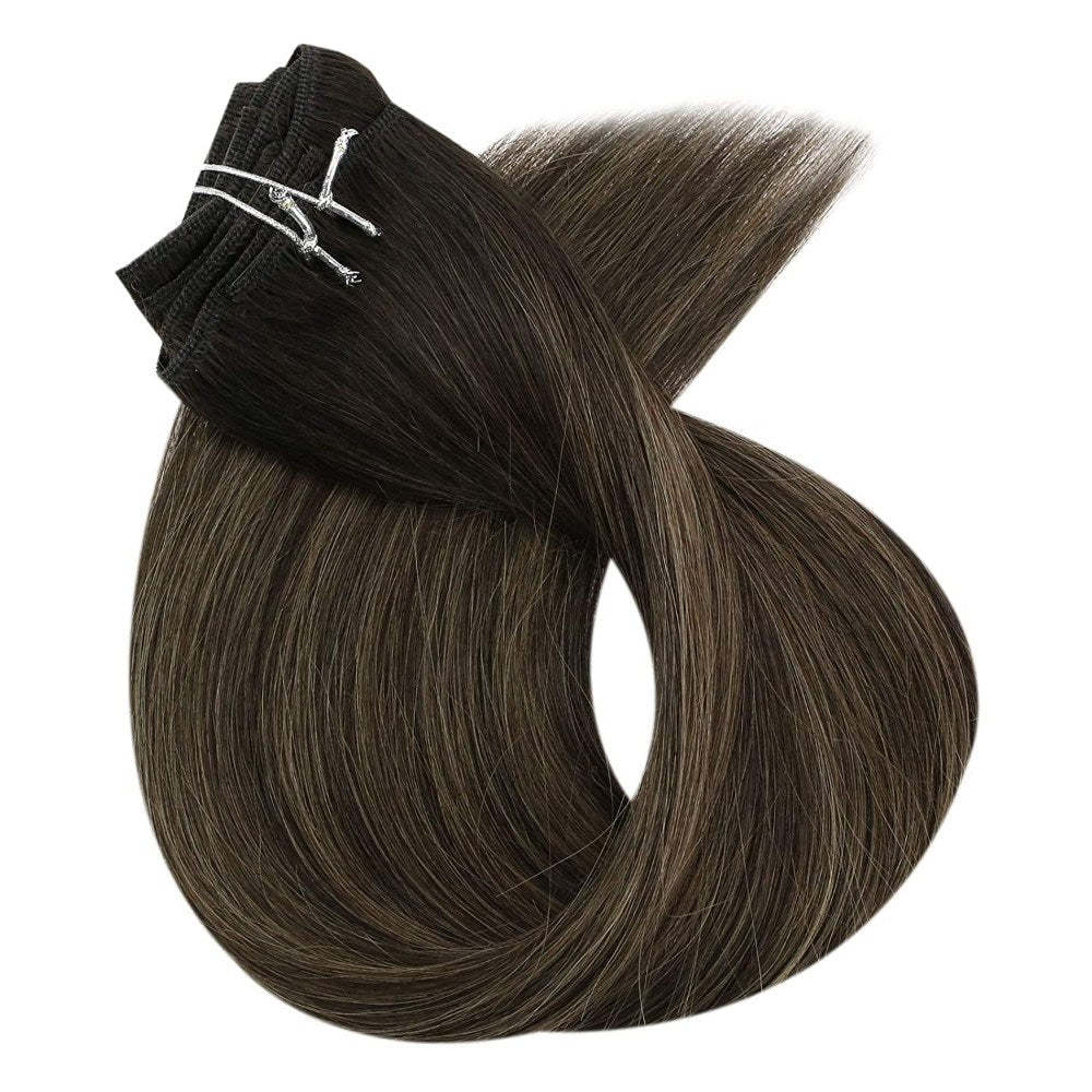 brown clip in human hair