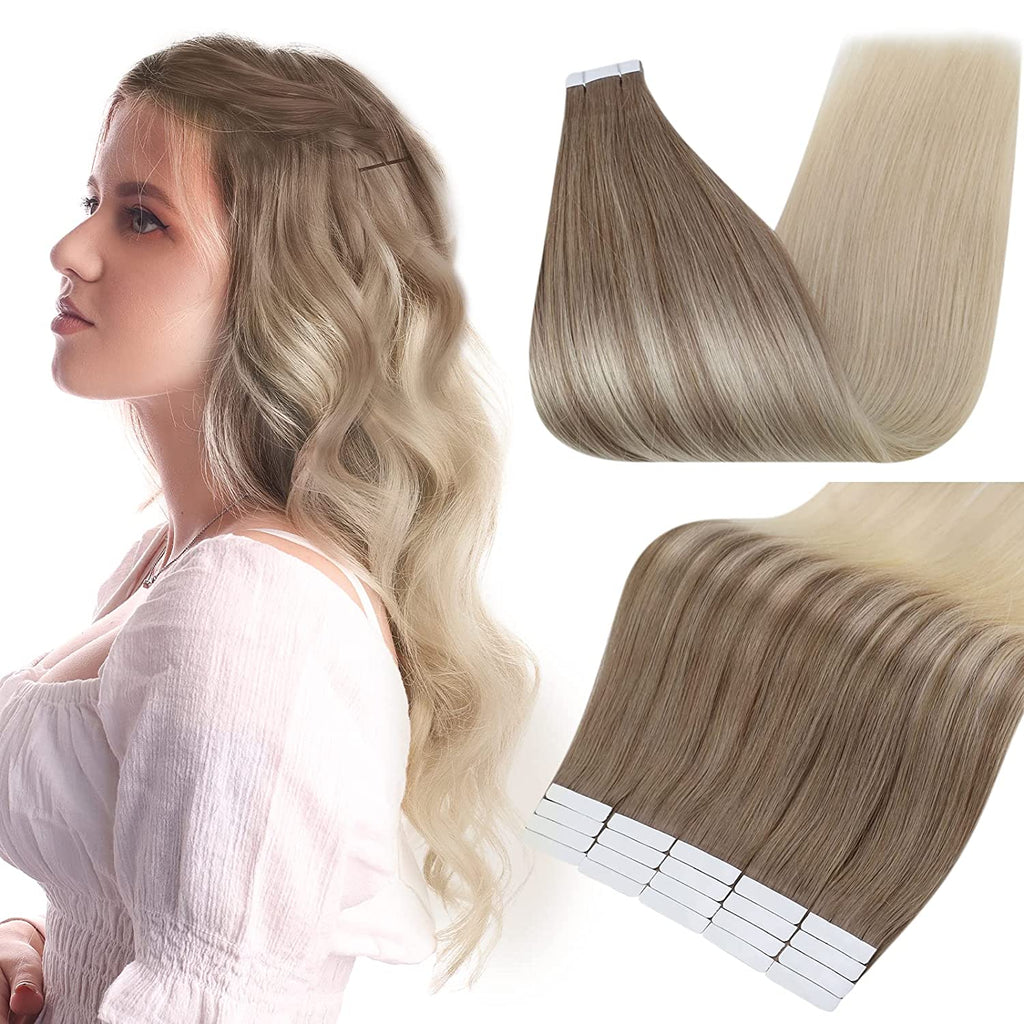 Balayage Ombre Tape in Hair Extensions 100% Remy Human Hair (#8/60)