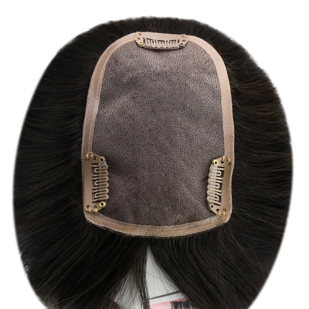Full Shine Lace Wig Toppers 3*5 Inch Lace Base Hairpiece For Women Pure Color #2 Darkest Brown