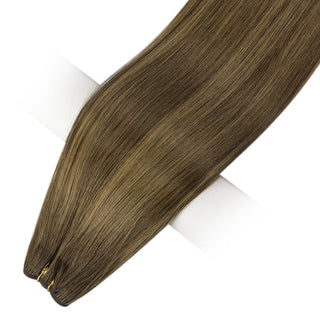 Full Shine Virgin Weft Brazilian 100% Human Hair Sew In Bundles Balayage Highlights (#DU)