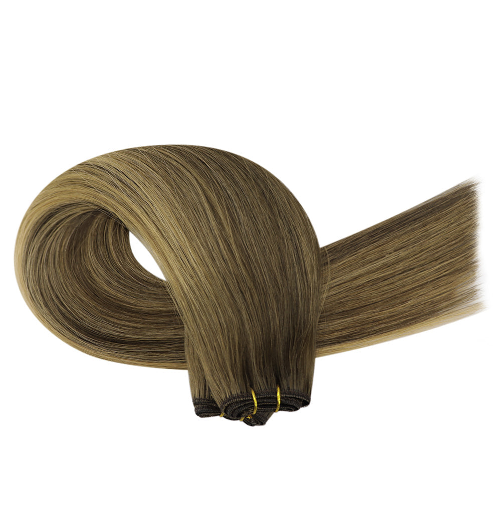 Full Shine Virgin Weft Brazilian 100% Human Hair Sew In Bundles Balayage Highlights (#BM)