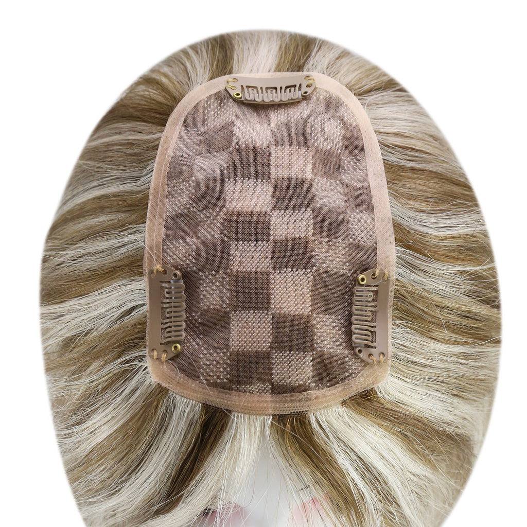Full Shine Lace Wig Toppers 3*5 Inch Lace Base Hairpiece Highlights #P8/60