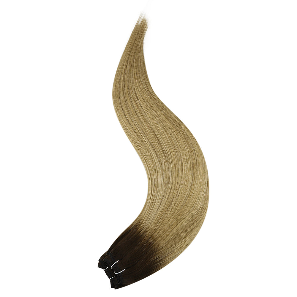 Full Shine Virgin Weft Brazilian 100% Human Hair Sew In Bundles Balayage Highlights (#3/8/22)