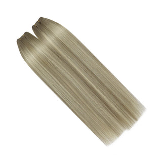 Full Shine Virgin Weft Brazilian 100% Human Hair Sew In Bundles Balayage Highlights (#8/8/613)
