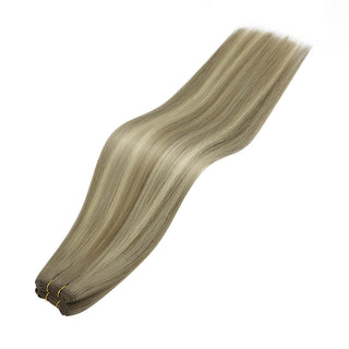 Full Shine Virgin Weft Brazilian 100% Human Hair Sew In Bundles Balayage Highlights (#8/8/613)