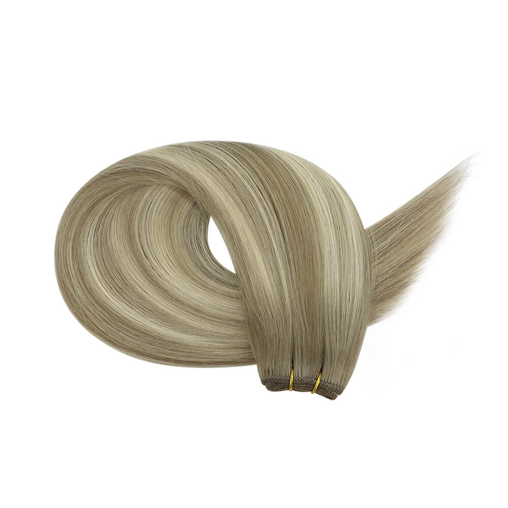 Full Shine Virgin Weft Brazilian 100% Human Hair Sew In Bundles Balayage Highlights (#8/8/613)