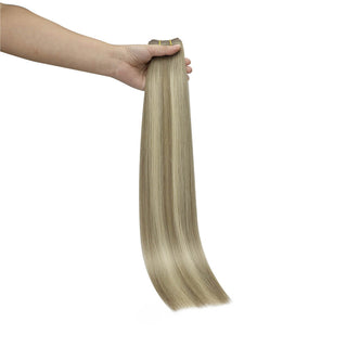 Full Shine Virgin Weft Brazilian 100% Human Hair Sew In Bundles Balayage Highlights (#8/8/613)