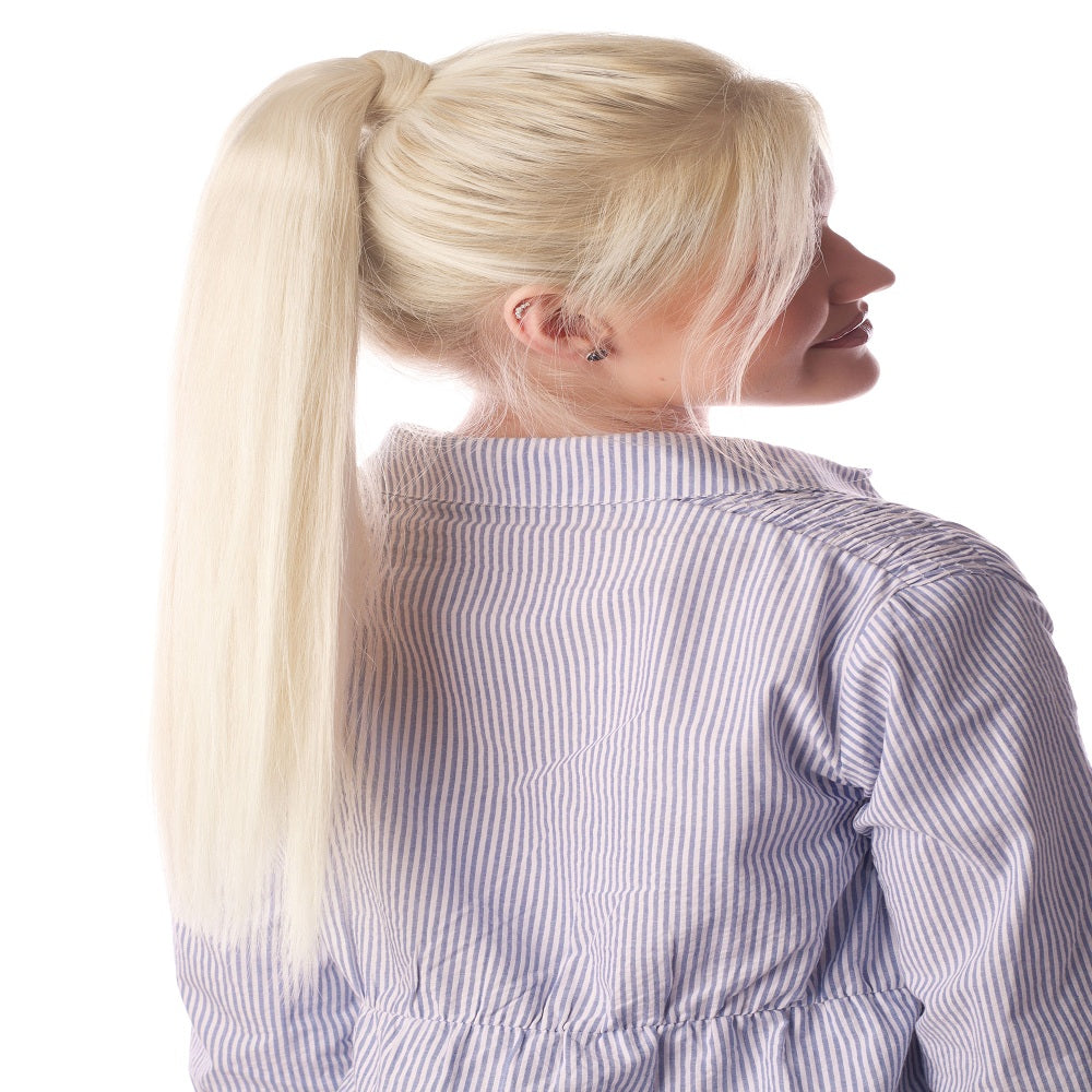 Full Shine 100% Human Hair Ponytail Extensions Platinum Blonde (#60)