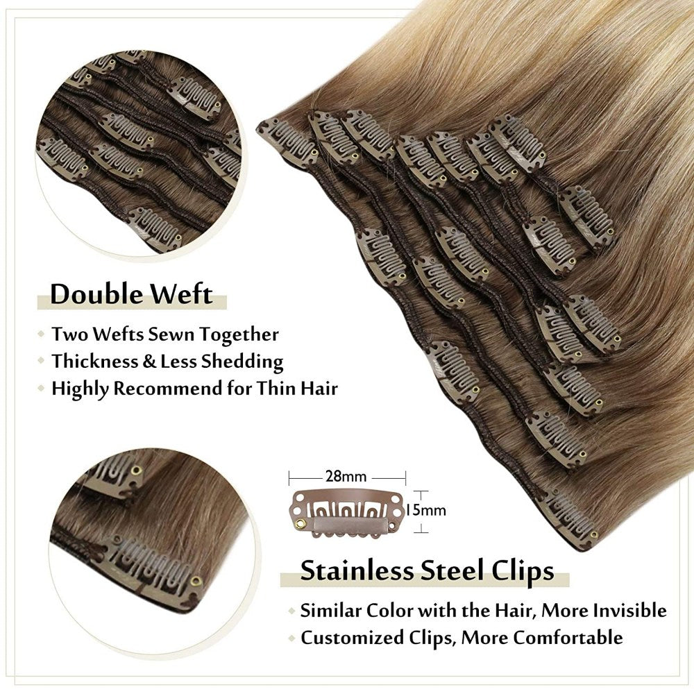 100 human clip hair extensions
