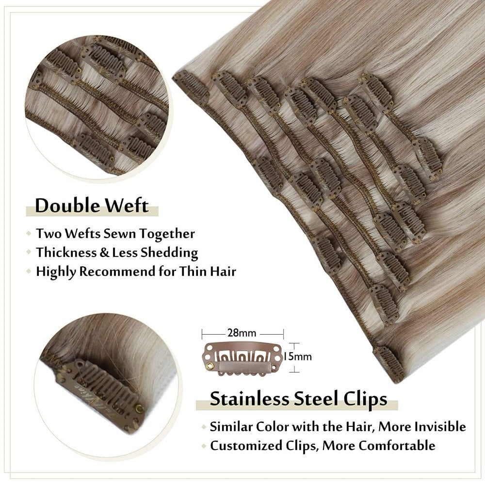 100 human clip hair extensions