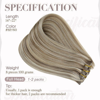 100 human hair clip in extensions