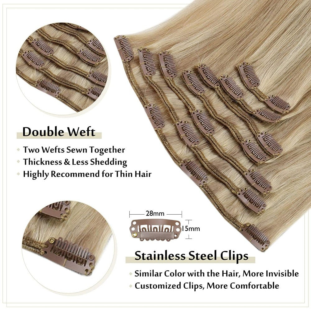 double weft clip hair extensions