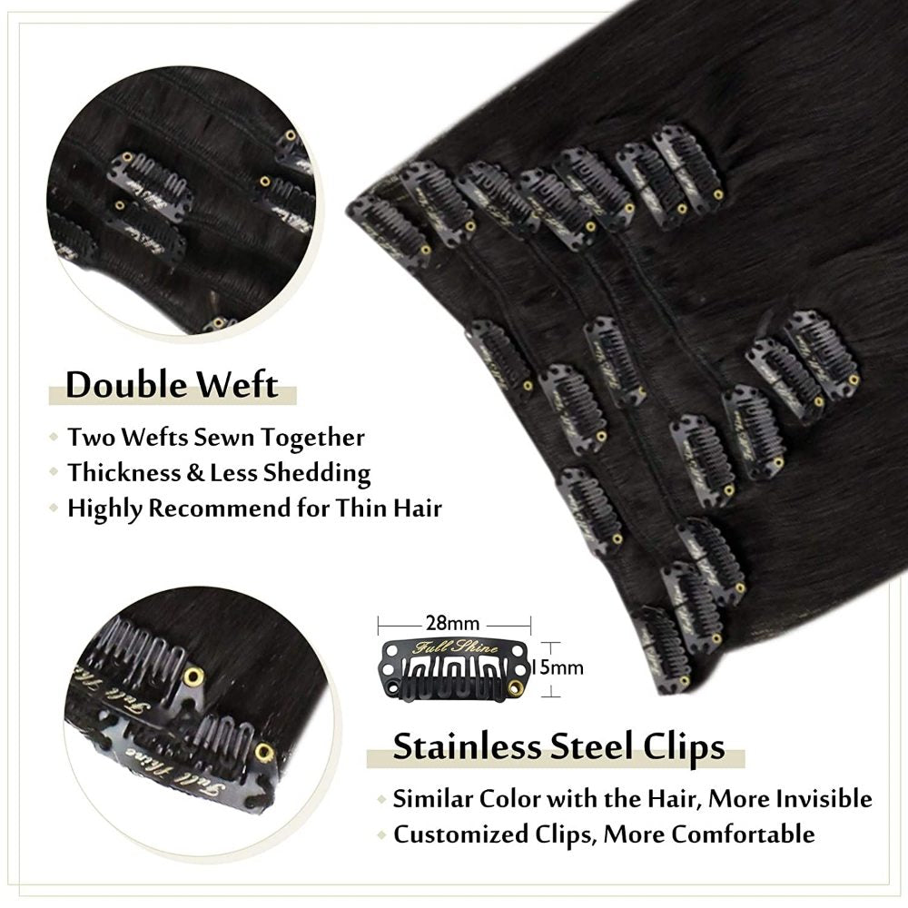 100 human clip hair extensions