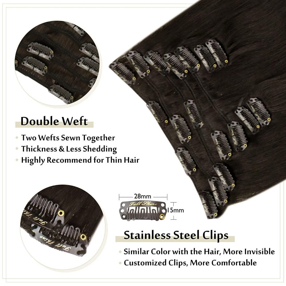 brown clip in human hair