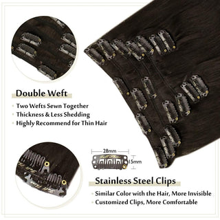 brown clip in human hair
