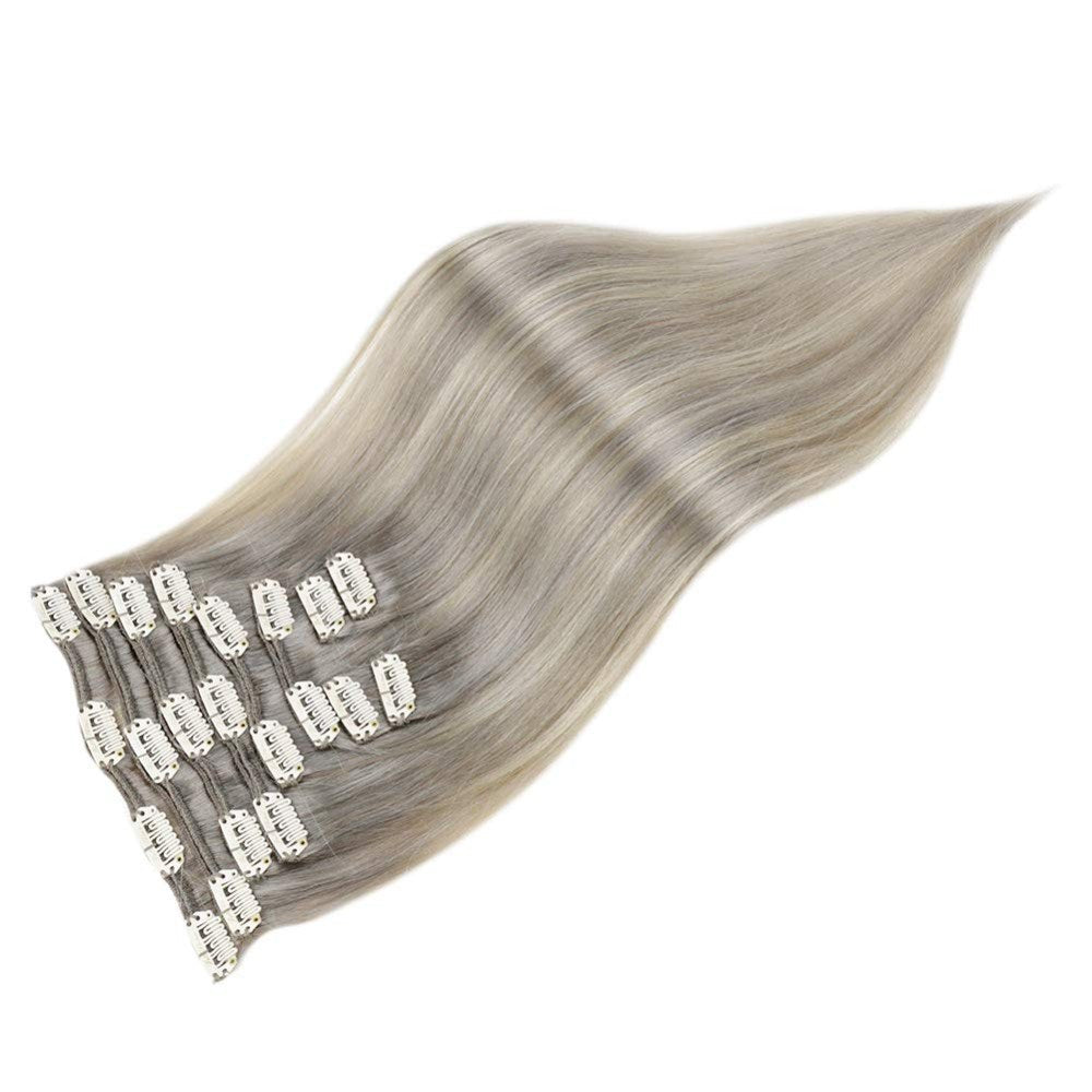 grey blonde clip ins hair