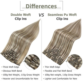 pu seamless clip hair