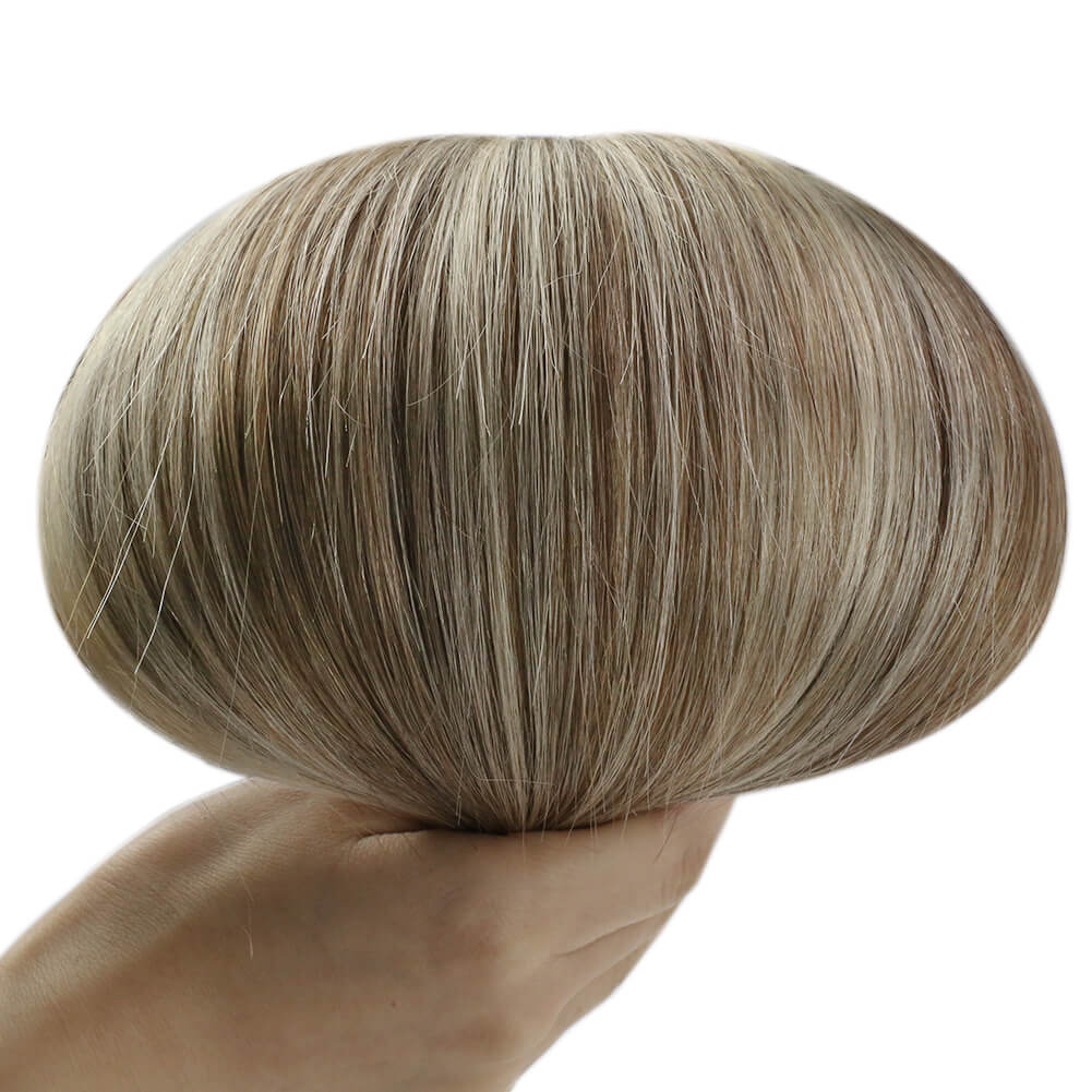 brown and blonde halo hair