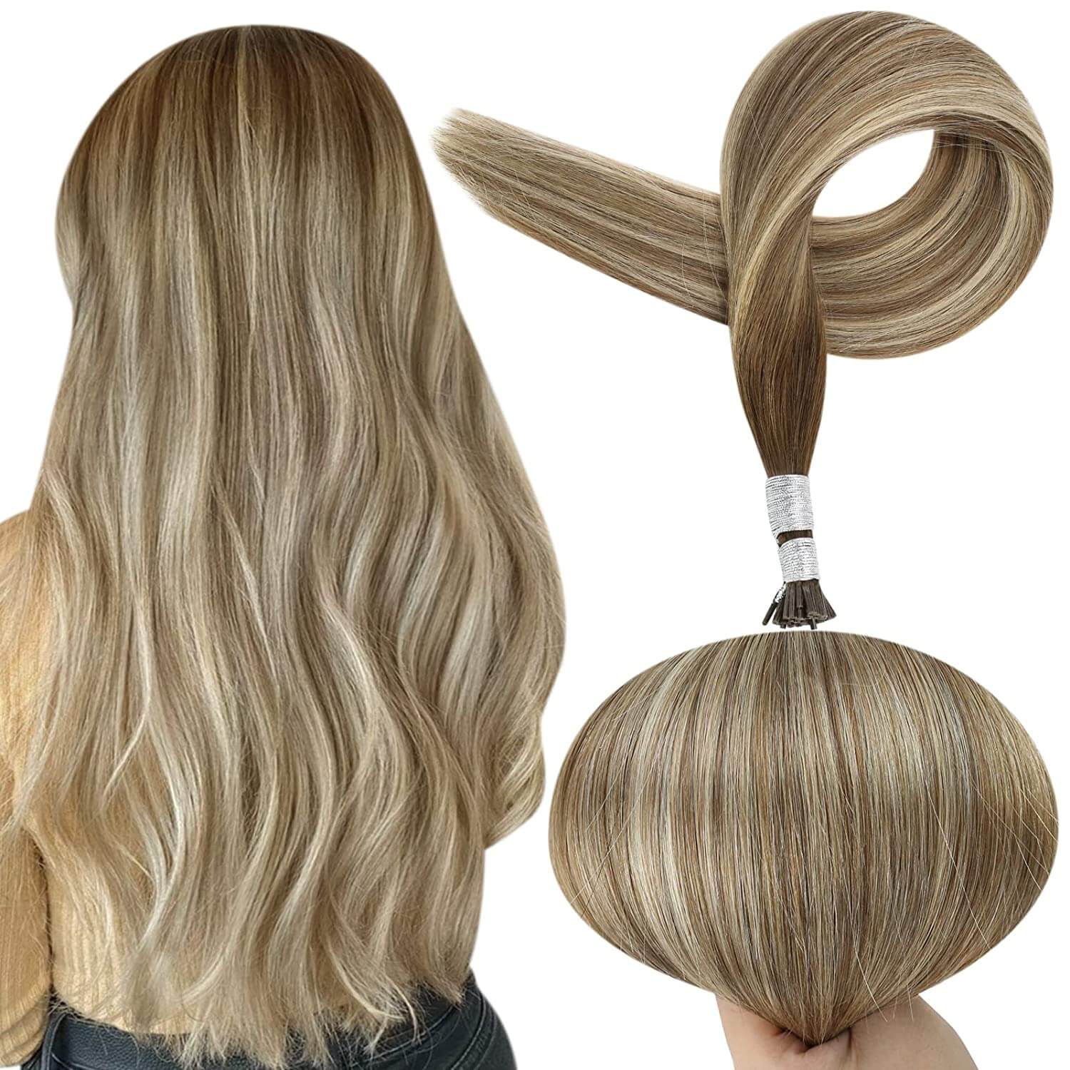 Full Shine I Tip 100% Remy Human Hair Extensions Balayage (#3/8/22)