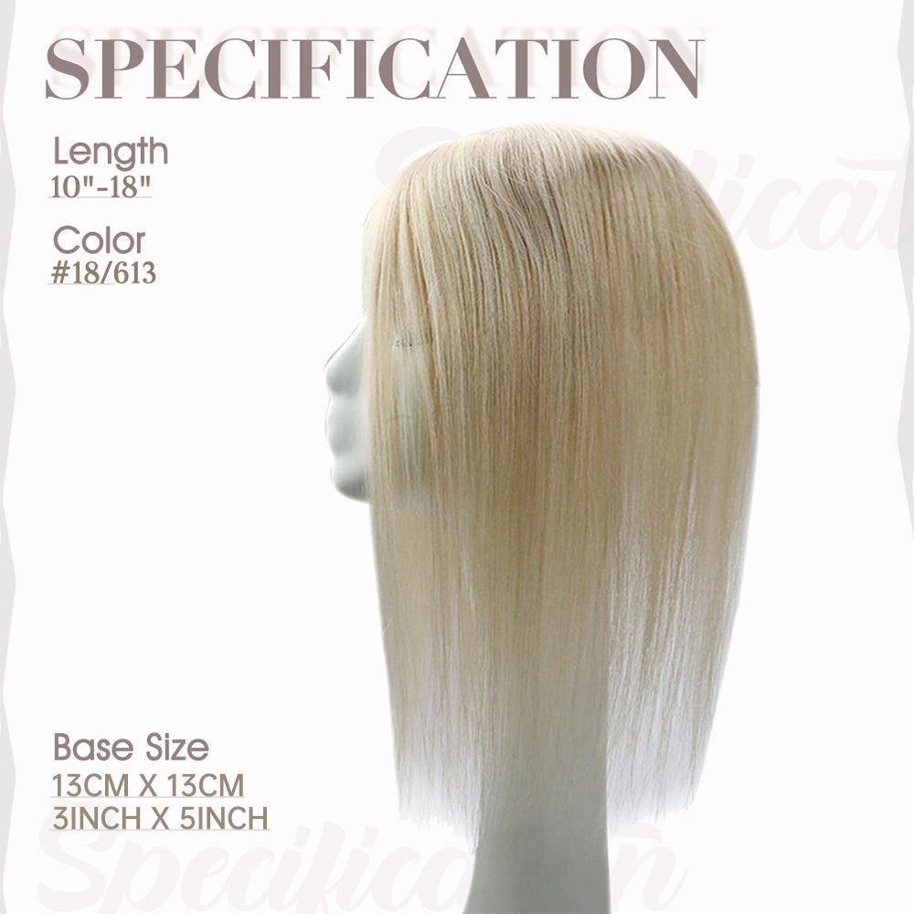 Full Shine Lace Human Hair Wig Toppers 13cm*13cm For Women Hair Loss Highlights Color 18/613
