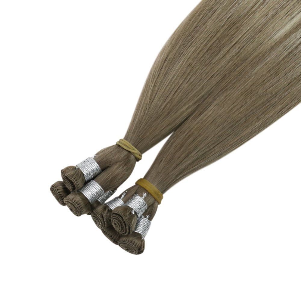 blonde hand tied weft hair