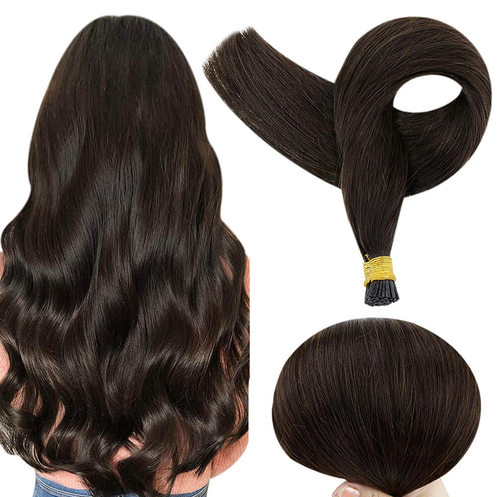 Full Shine I Tip 100% Remy Human Hair Extensions Darkest Brown (#2)