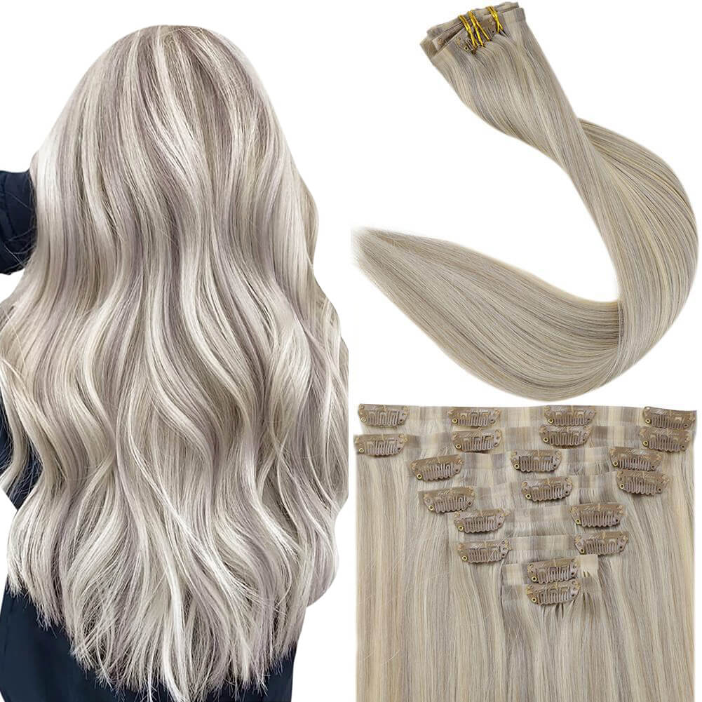 pu seamless clip in hair extensions