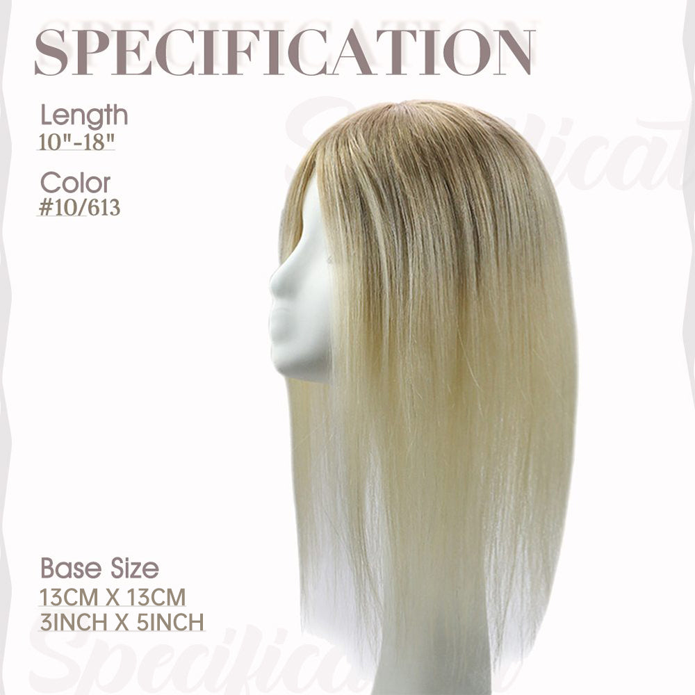 Full Shine Human Hair Wig Toppers 13cm*13cm For Women Hair Loss Balayage #10/613